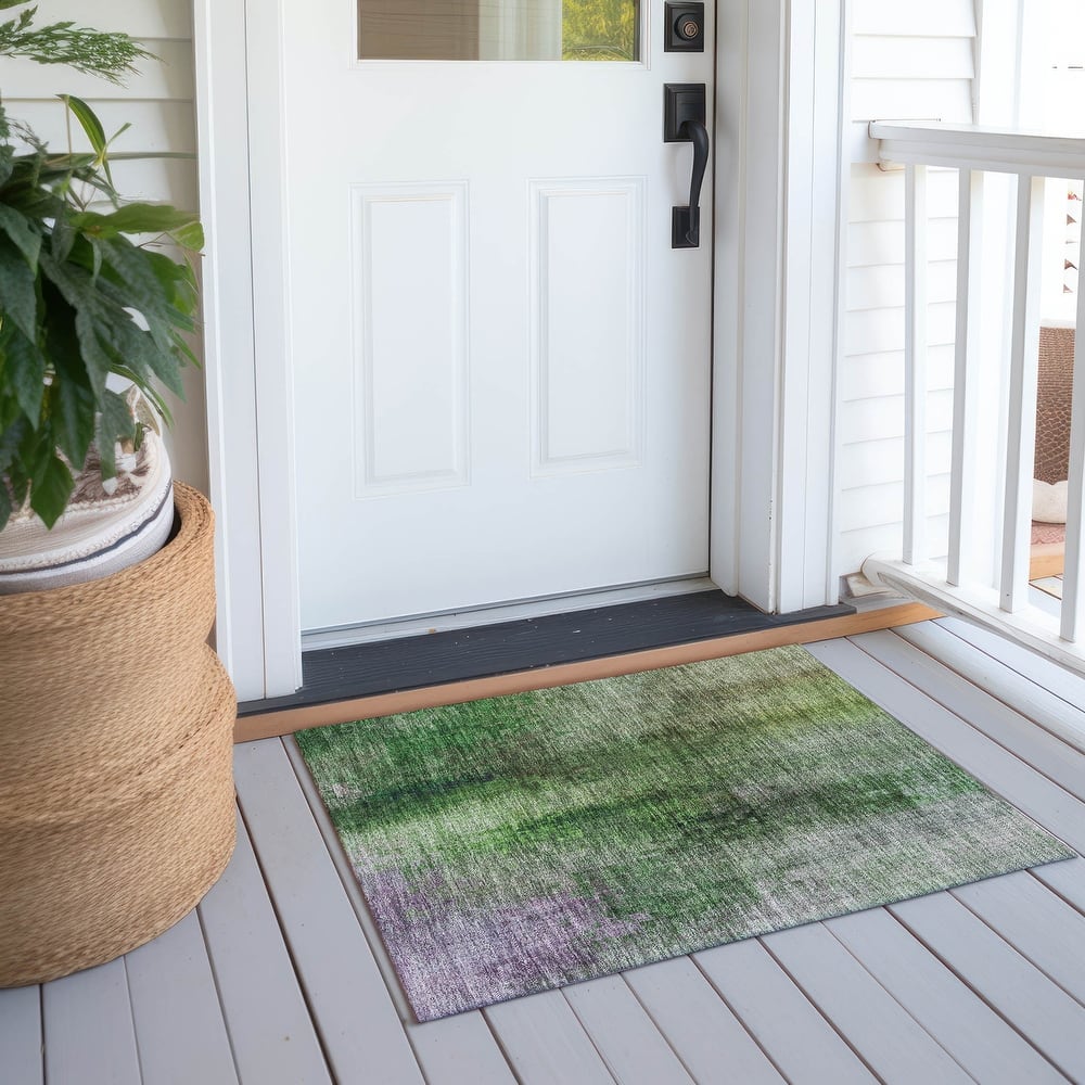 Machine Washable Indoor/ Outdoor Abstract Ombre Chantille Rug
