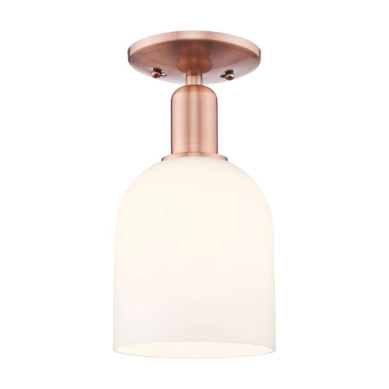 Innovations Lighting Endless Possibilities Arcadia - Bella - 1 Light 6" Semi-Flush Mount - Antique Copper/White