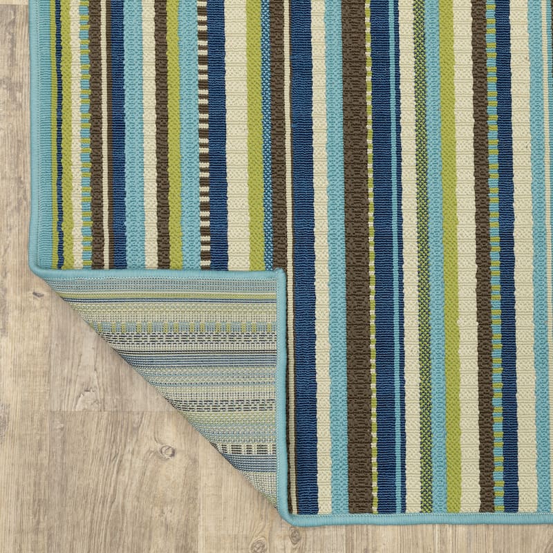 Vista Home Catalina Vertical Multi-Stripe Indoor/Outdoor Rug--