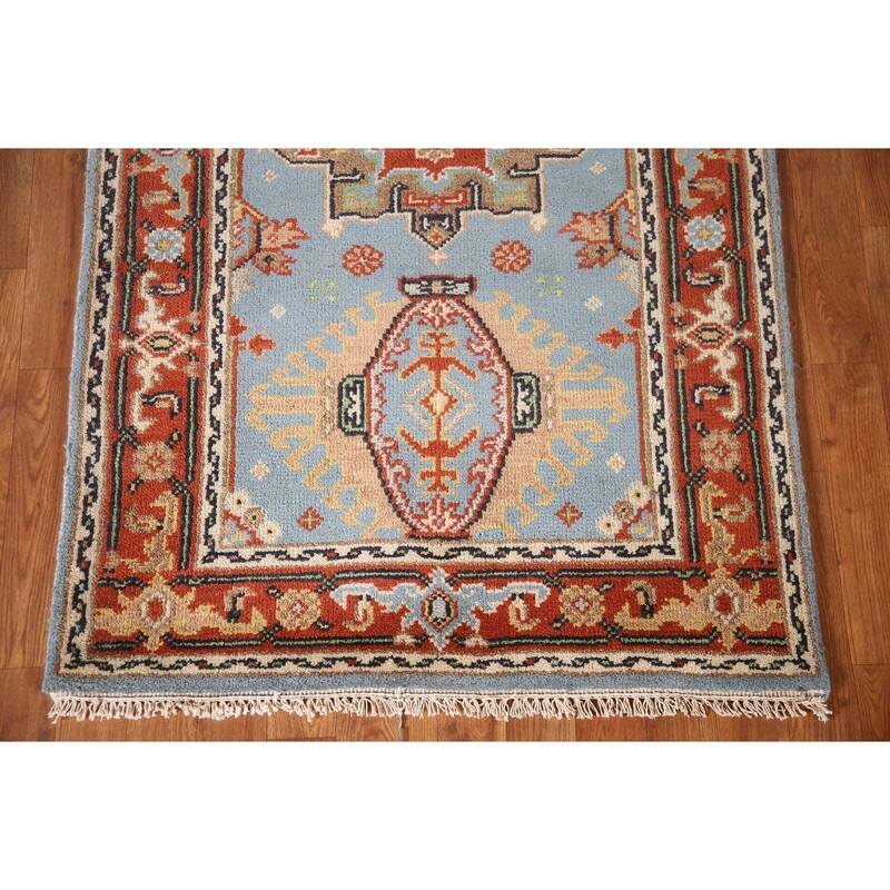 Light Blue Kazak Indian Area Rug Hand-knotted Wool Carpet - 3'2"x 5'1"