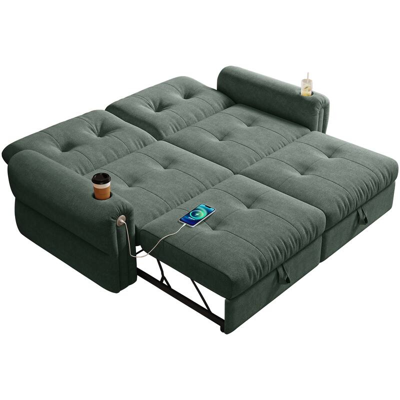 GDFStudio - Chenille Convertible 2-Seater 74" Sofa Bed