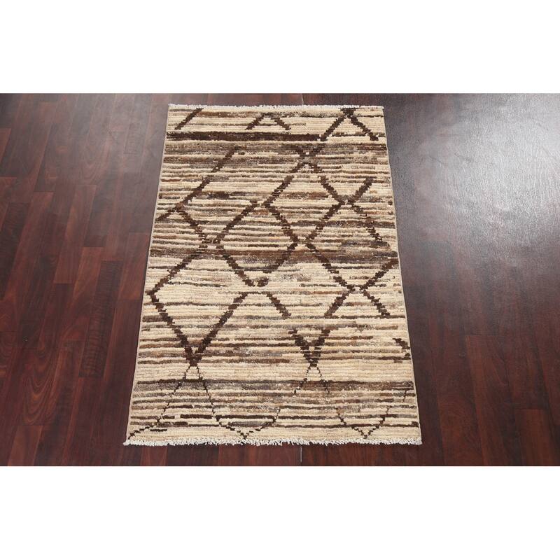 Contemporary Oriental Wool Gabbeh Kashkoli Area Rug Handmade Carpet - 3'2" x 4'11"