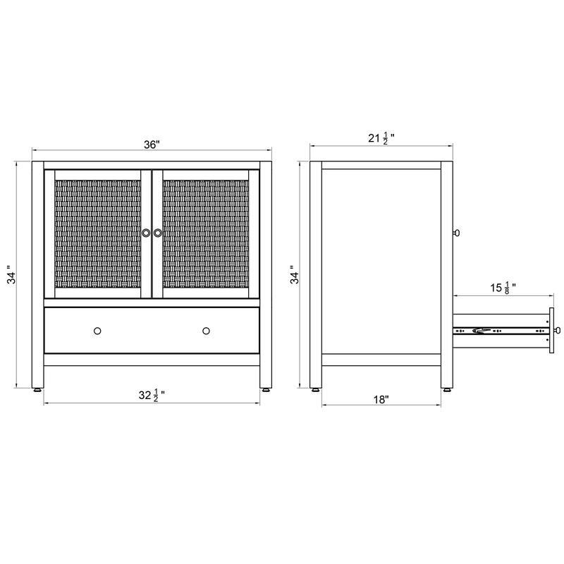 Alaterre Furniture Lucca 36 Inch Bathroom Vanity Without Sink