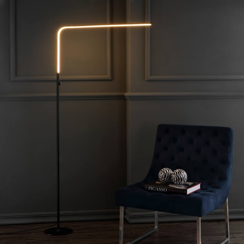 Roxanna 63" LED Integrated Floor Lamp, Chrome by JONATHAN Y - 63" H x 33.5" W x 8.75" D