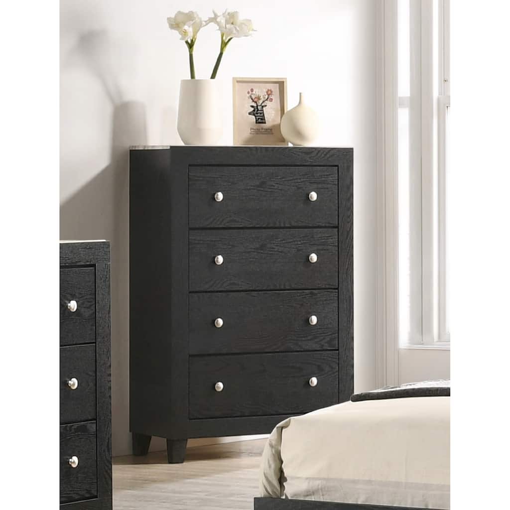 1pc Contemporary Modern White Faux Marble Top 4 Drawers Tall Chest