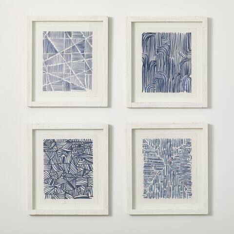 18.25"H Sullivans Hatchmark Print Wall Decor Set of 4, Multicolored - 16.25"L x 1.25"W x 18.25"H