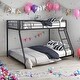 preview thumbnail 1 of 10, Metal Twin over Full Bunk Bed with Heavy-duty Sturdy Metal and Safety Guardrail For Home Black