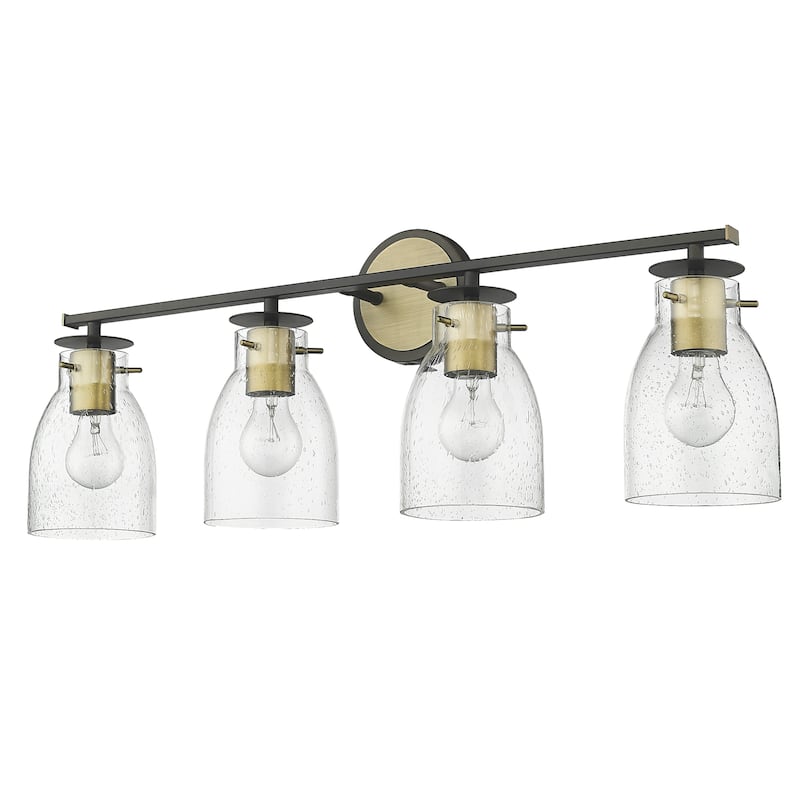 Shelby Oil Rubbed Bronze/ Antique Brass Bath/ Vanity Fixture w/ Clear Seedy Glass