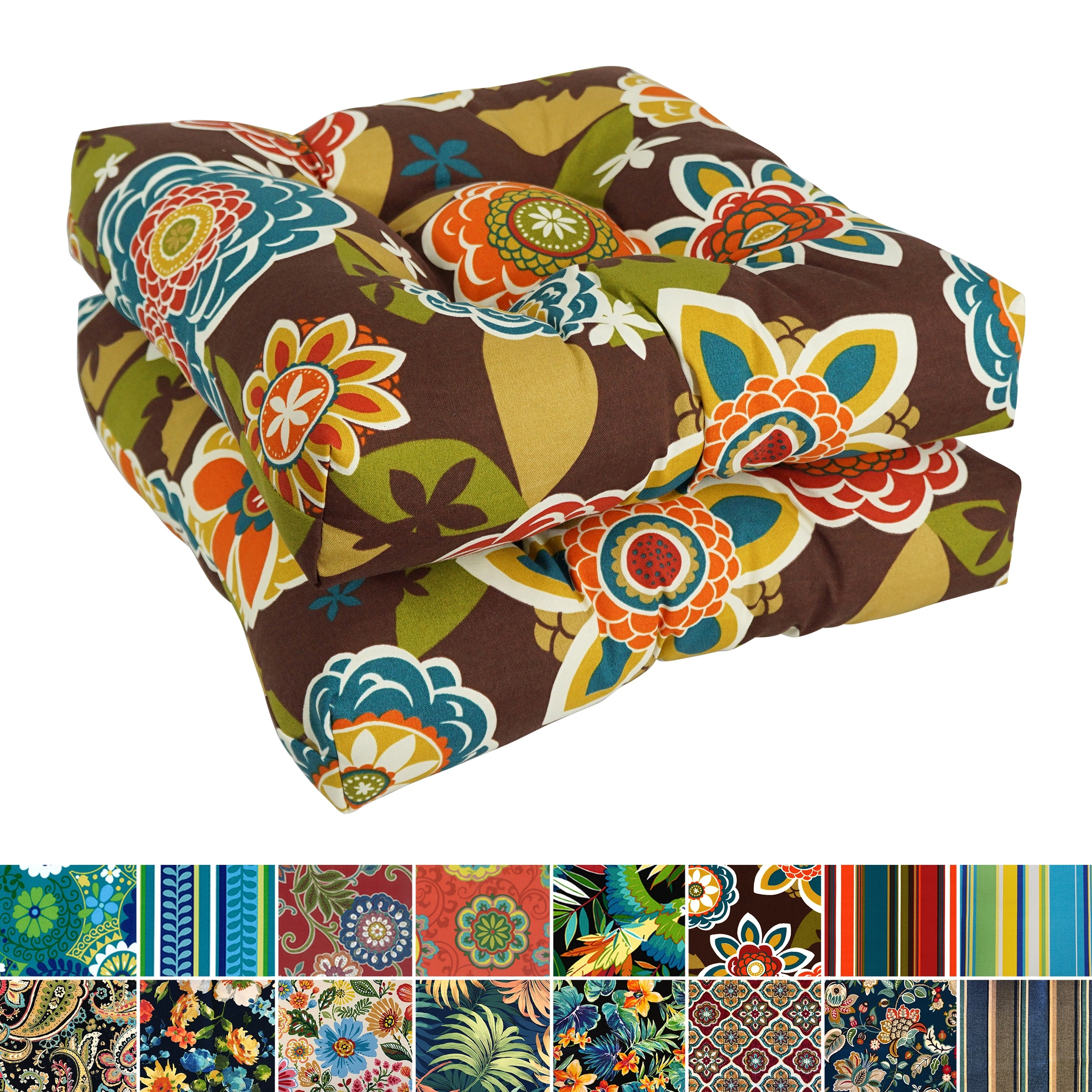 19-inch Square Indoor/Outdoor Chair Cushions (Set of 2) - 19" x 19"