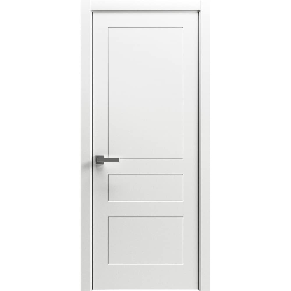 Interior Solid French Door / Mela 0733 Painted White / Single Regular Panel Frame Handle / Bathroom Bedroom Modern Doors