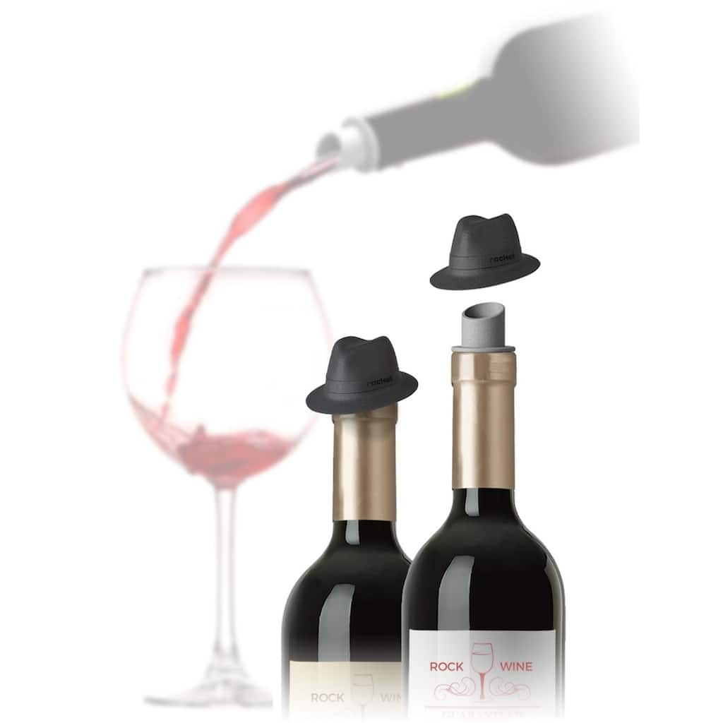 Wine Pourer & Stopper, Top Hat, 2-Pack