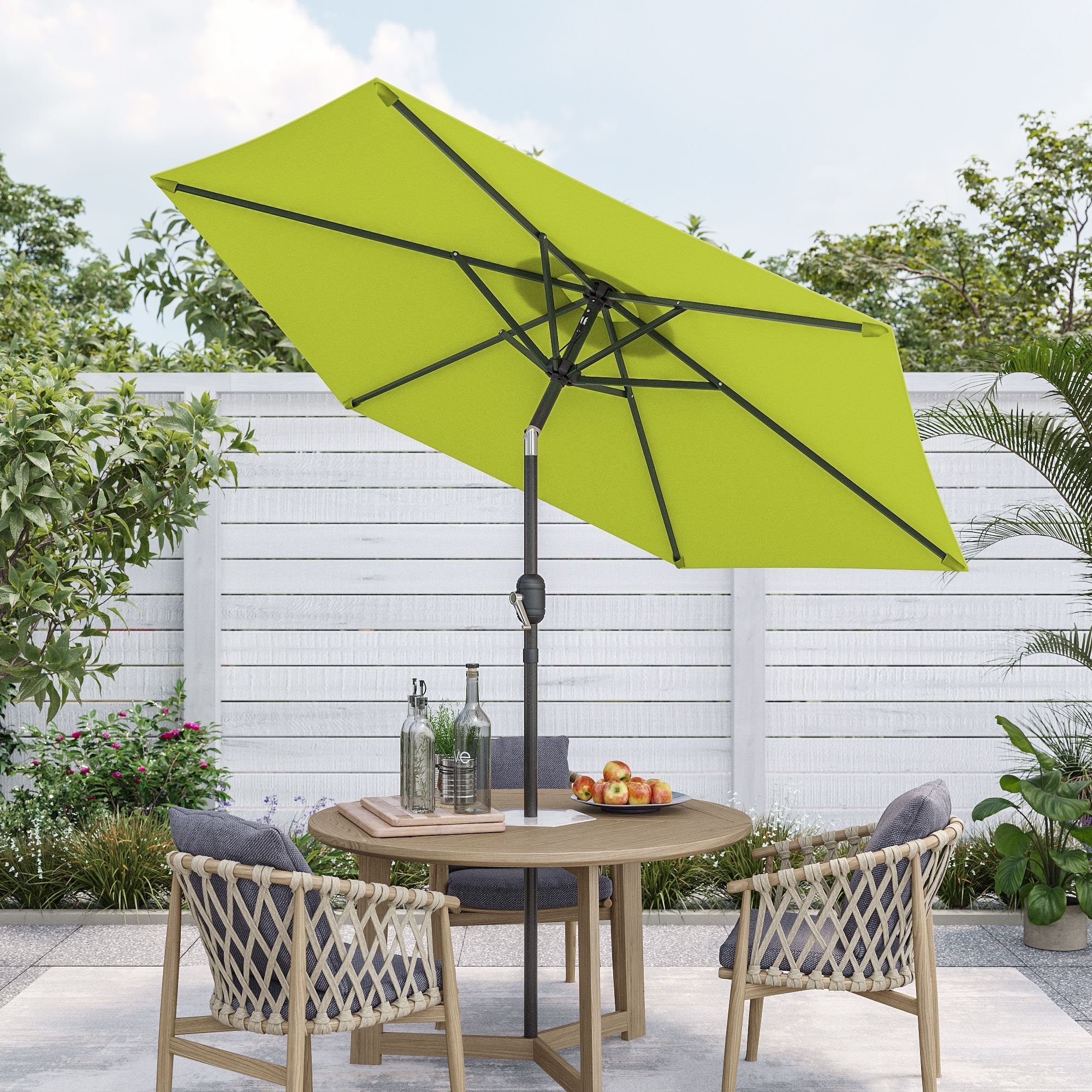 7 ft patio umbrella green Best Choice Products 7.5ft Heavy-Duty Round Outdoor Market Table w/Steel Pole, Push Button Tilt, Easy Crank Lift and outdoor dining tables Garvee 10FT Green Fruit brand