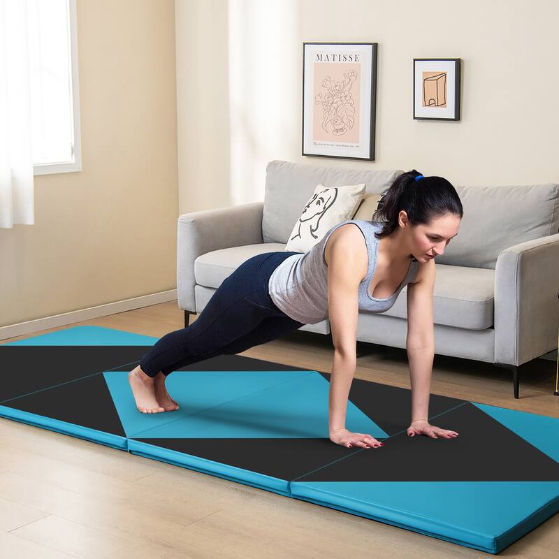 Gymax Gymnastics Gym Mat 4-Panel Folding Lightweight Gymnastics
