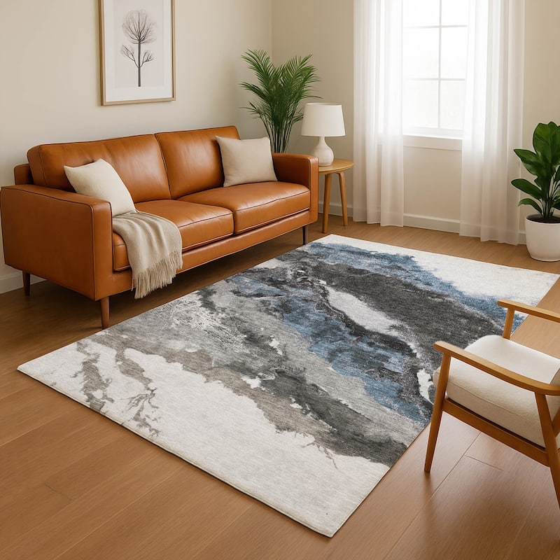 Premium Washable Super Soft Abstract Ranier Mayfield Rug - Pewter - 2'6" x 3'10"