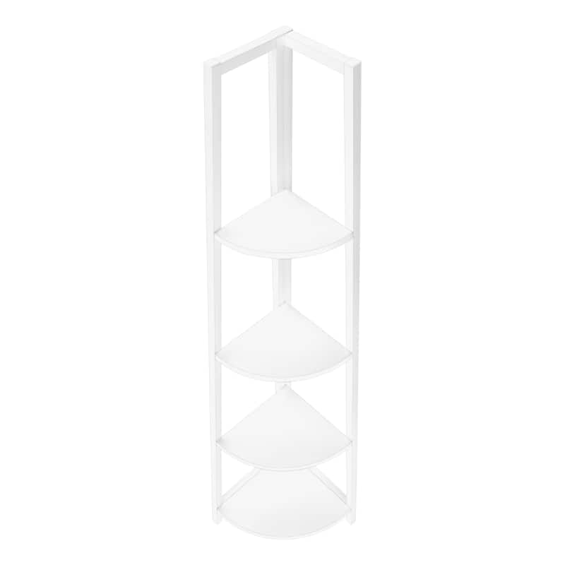 Bookshelf, Bookcase, Etagere, Corner, 4 Tier, 60"h, Office, Bedroom, Laminate, Metal, Contemporary, Modern