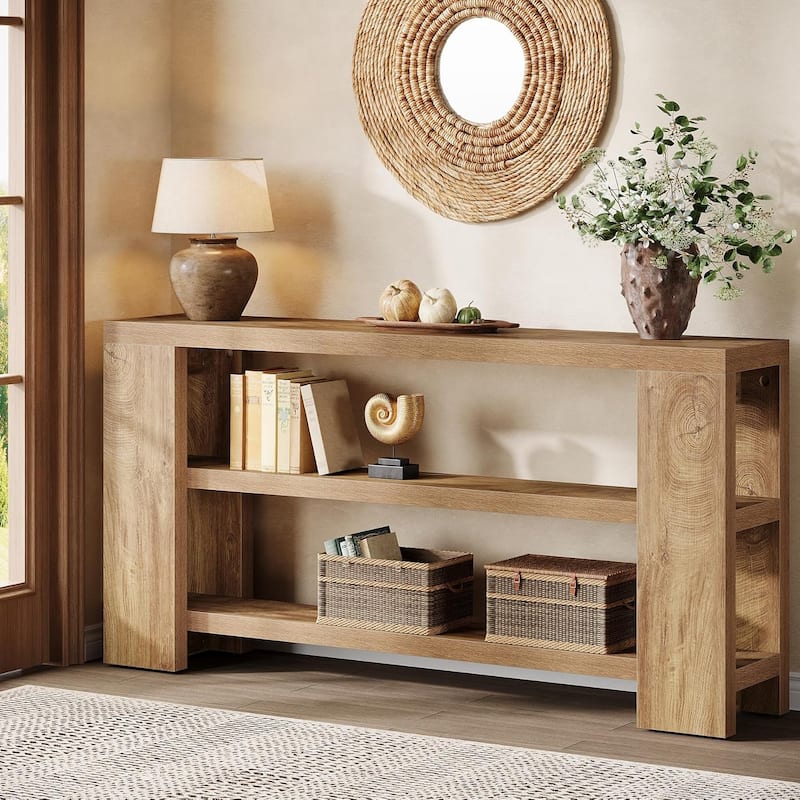 70.9-Inch 3-Tier Extra Long Console Table with Storage for Entryway, Living Room, Hallway