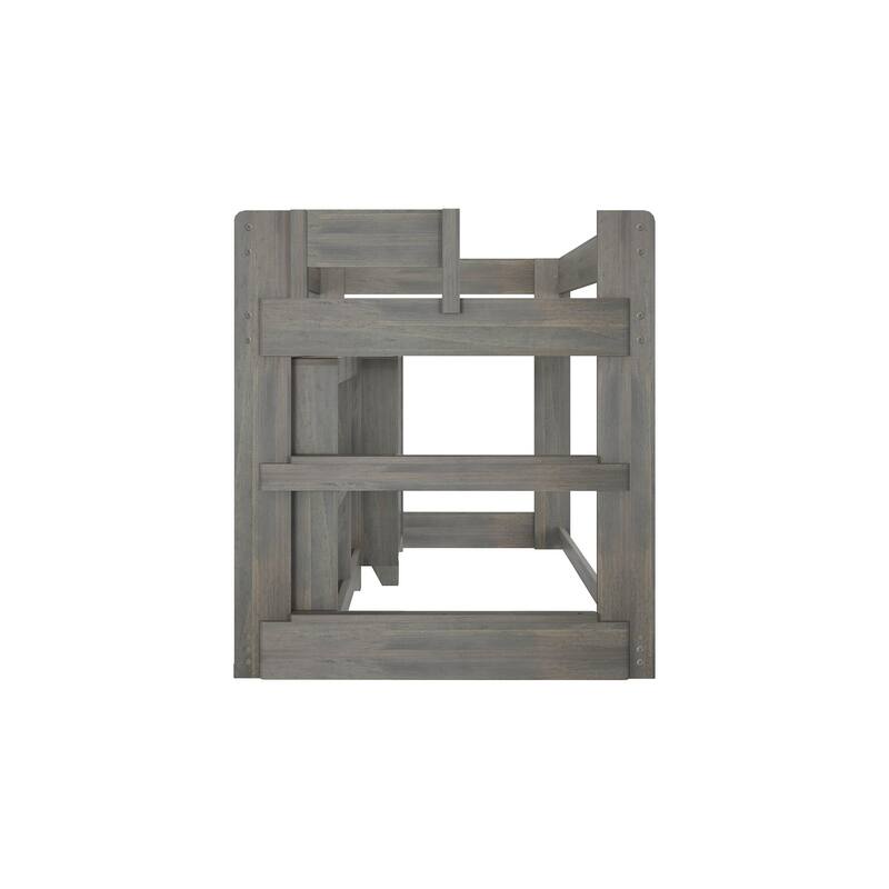 Max and Lily Farmhouse Twin Low Loft with Dresser and Bookcase