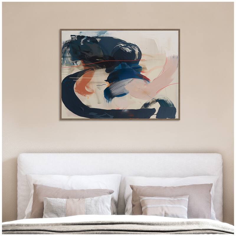 Kate and Laurel Sylvie Deep Blue Momentum I Framed Canvas by Amy Lighthall