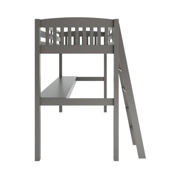 slide 2 of 5, Grey High Loft Bed with Desk, Storage, and Twin Size Frame Grey - Twin