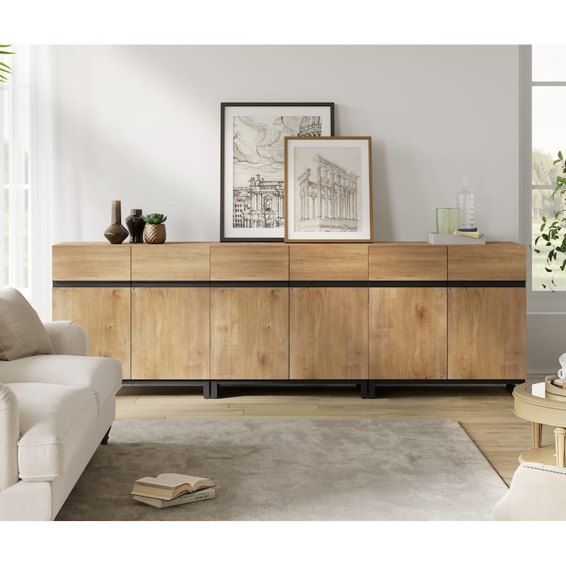 WAMPAT Modern TV Stand with Storage Cabinets for Living Room,Bedroom,Brown