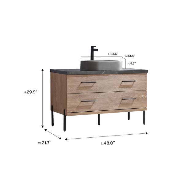 dimension image slide 1 of 4, Trento Bath Vanity with Sintered Stone Top with Concrete Sink (O)