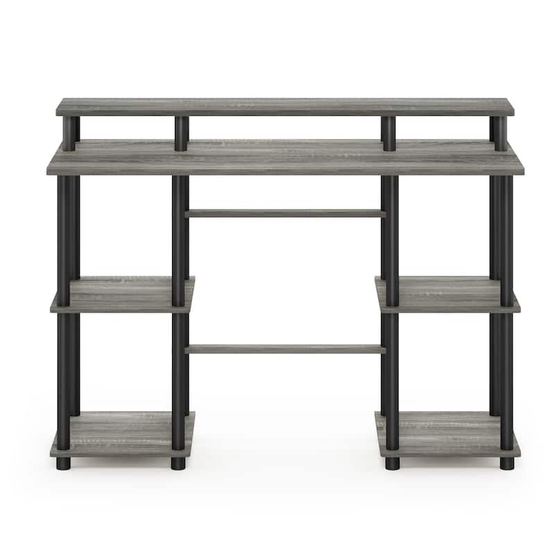 Computer Desk with Shelf - French Oak Grey Black Modern Writing Table