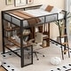 preview thumbnail 1 of 10, Full Size Metal Loft bed with Built-in Desk & Full-Length Guardrails, Saving Space Metal Loft Bed Frame with Wardrobe & Shelves Black - Full