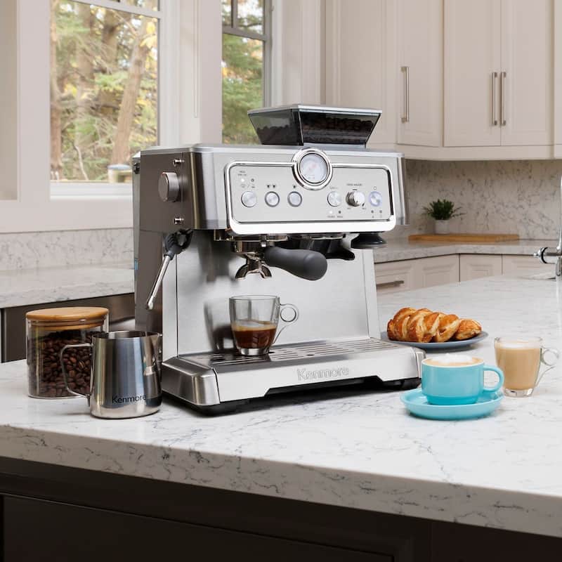 Kenmore Automatic Espresso Machine W/Grinder & Milk Frother, S/Steel