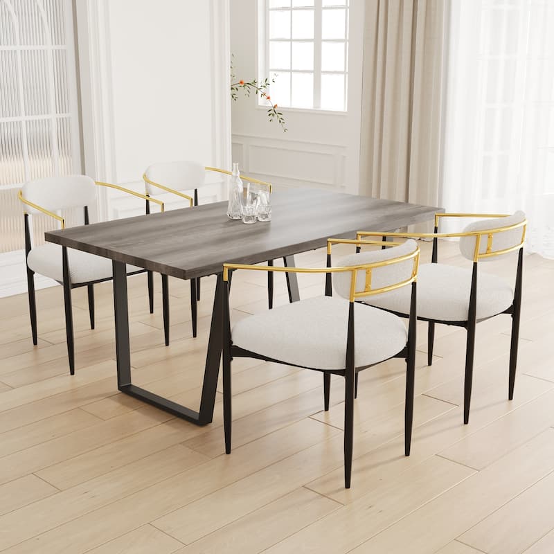 Velvet Dining Chairs set of 2, Modern Dining Chairs Arm Chair with Metal Armrest and Legs Accent Chairs for Kitchen