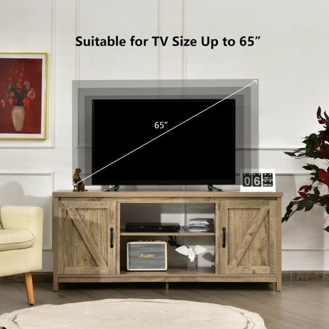 59 Inches TV Stand Media Console Center with Storage Cabinet - 59" x 16" x 25" (L x W x H)