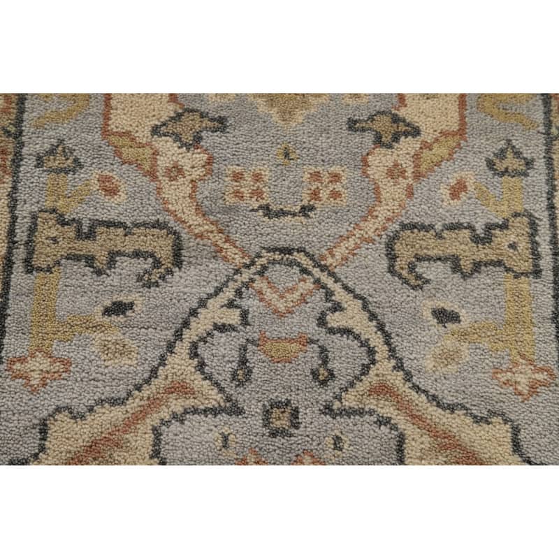 Oushak Indian Runner Rug Handmade Grey Floral Wool Carpet - 2'7"x 9'11"