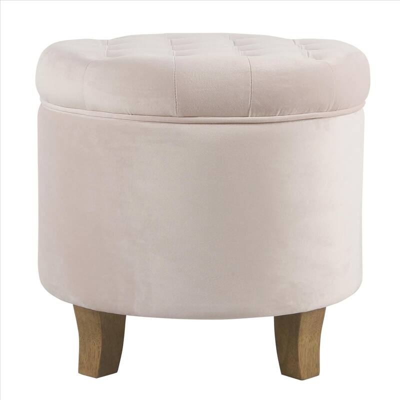 Button Tufted Velvet Upholstered Wooden Ottoman with Hidden Storage
