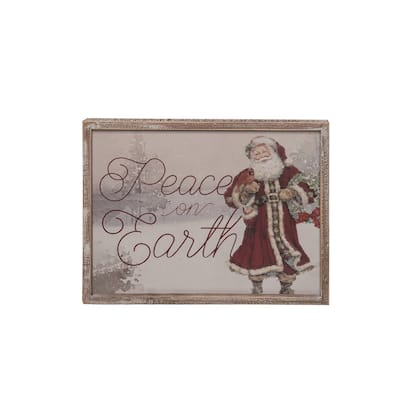Transpac Wood 16.54 in. Multicolor Christmas Peaceful Santa Wall Decor