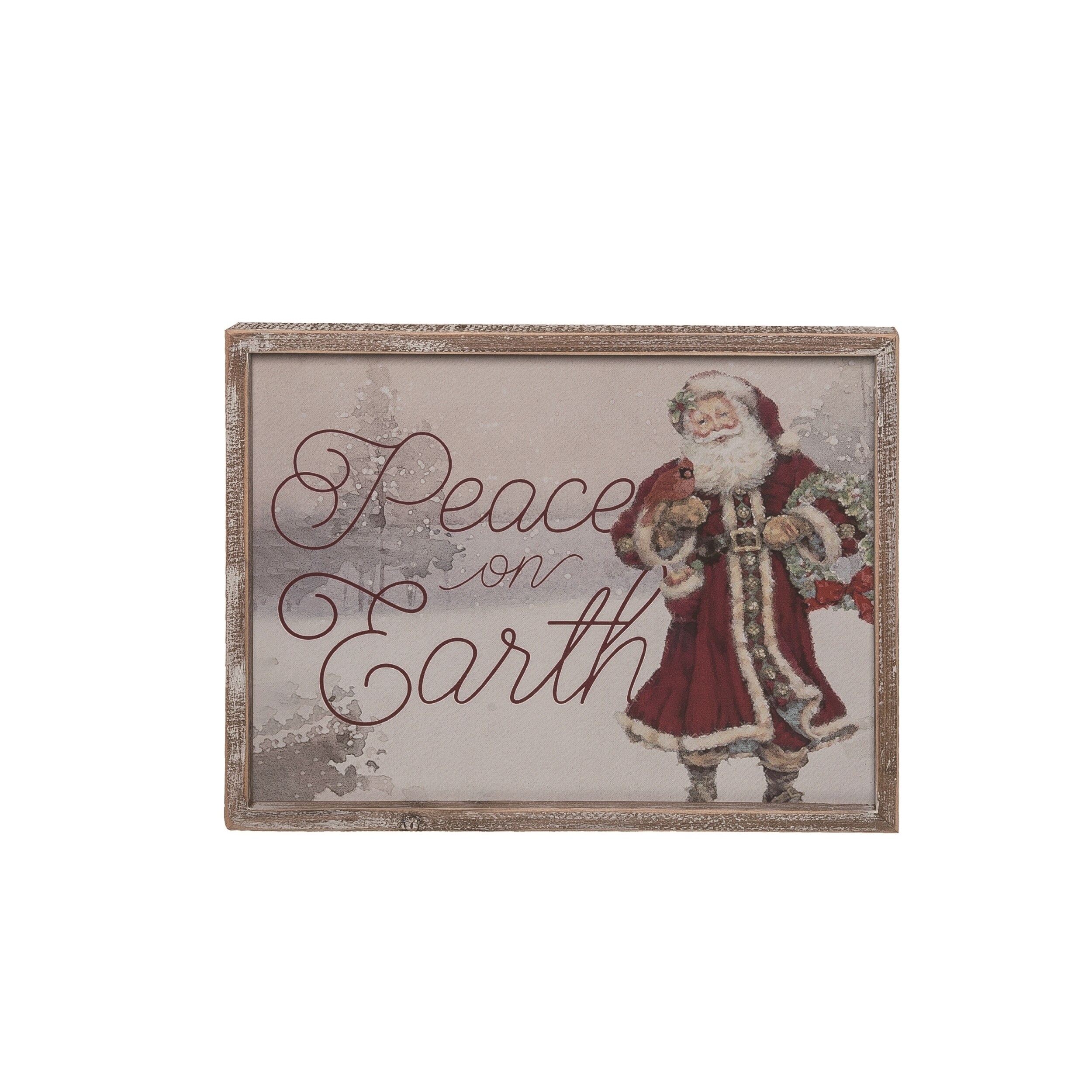Multicolor Christmas Peaceful Santa Wall Decor Wooden Sign