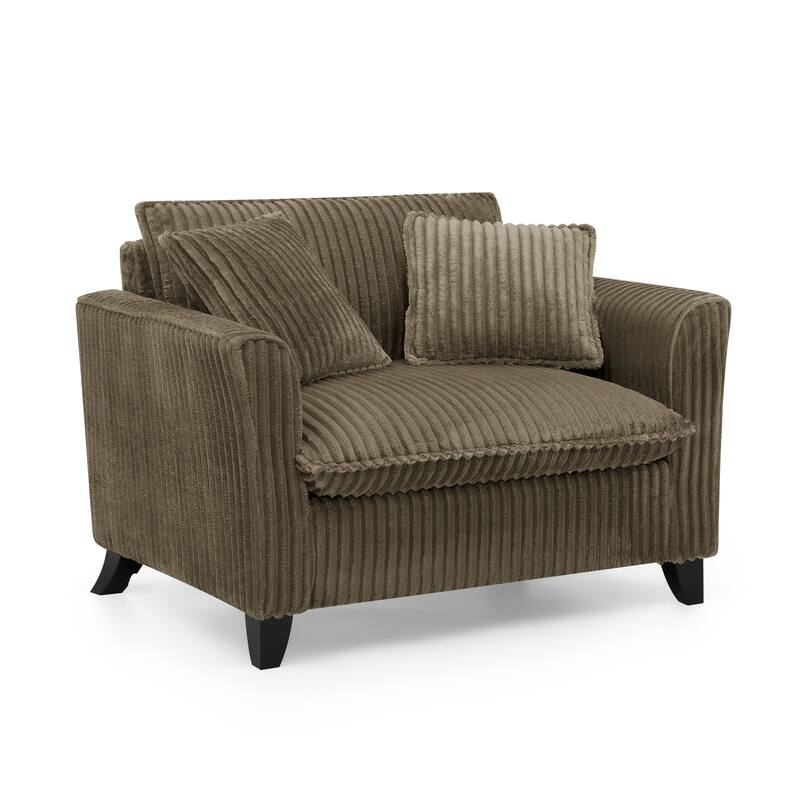 Roomfitters Corduroy Accent Chair with Pillow, Oversized Single Sofa Chair with Armrests and Soft Cushion, Modern Lounge Chair