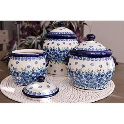 Blue Rose Polish Pottery 1098 Zaklady Medium Canister