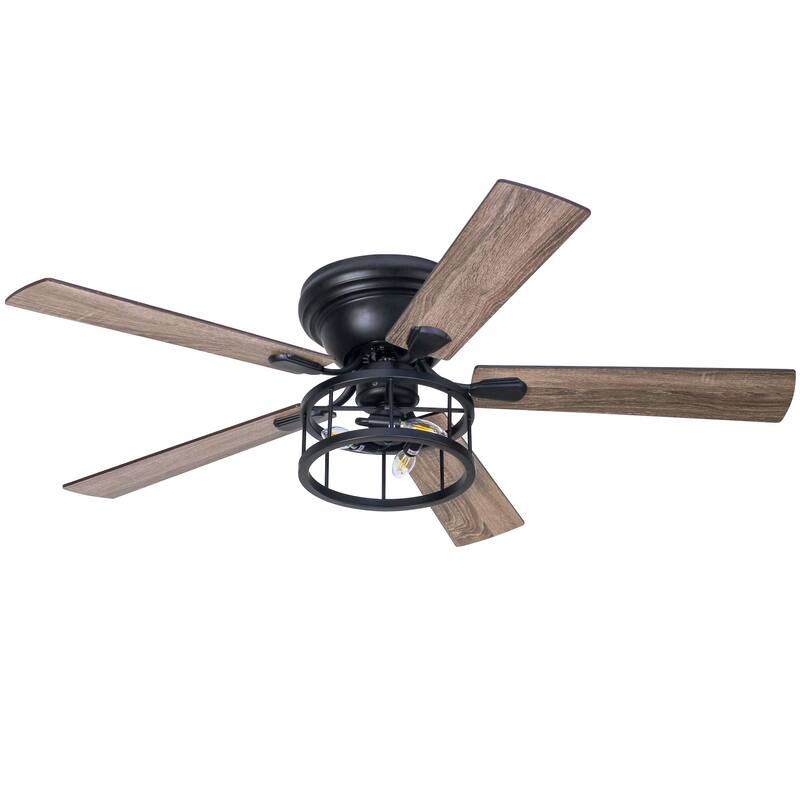 52" 5 Blade Flush Mount Ceiling Fan with Light Remote Control - 52 Inch