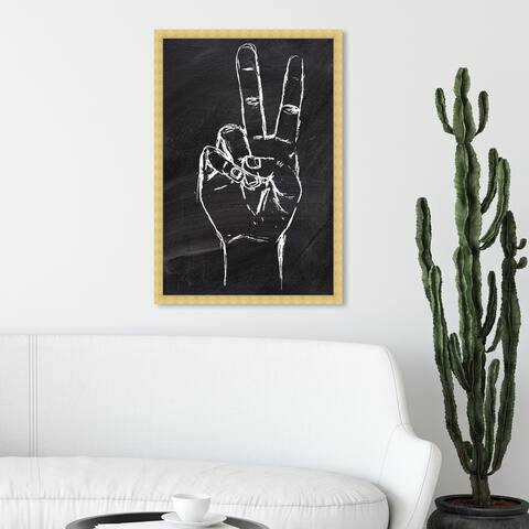 Oliver Gal 'Peace Out' Symbols and Objects Wall Art Framed Print Silhouettes - Black, White