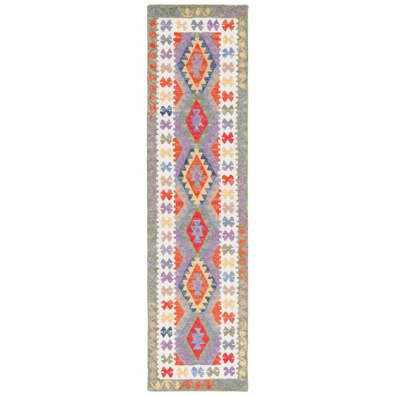 SAFAVIEH Handmade Aspen Iracema Boho Wool Rug - 2'3" x 9' Runner - Ivory/Grey