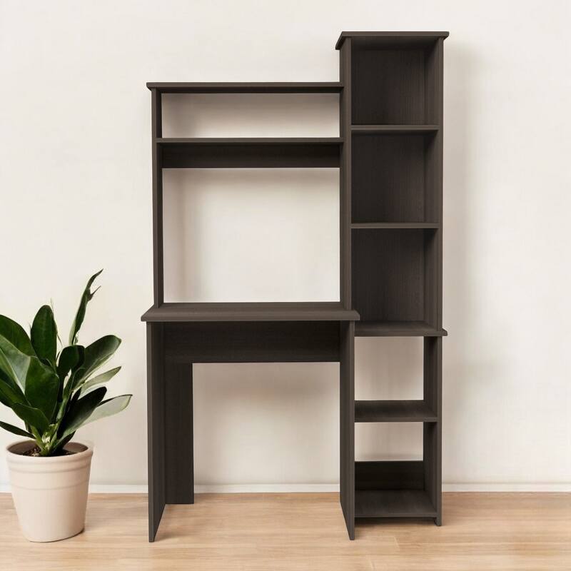 Modern Computer Desk with Cabinet & 6 Shelves – Small Rectangular Office Desk