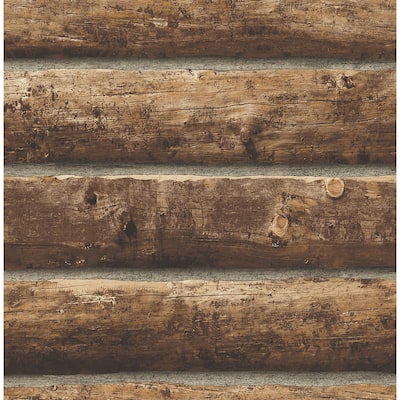 Seabrook Designs Log Cabin Prepasted Wallpaper - 20.5 in. W x 33 ft. L