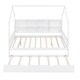 preview thumbnail 7 of 15, Full Size Kids Bed with Trundle and Back Shelf, Wooden House Frame with Roof and Play Area Design