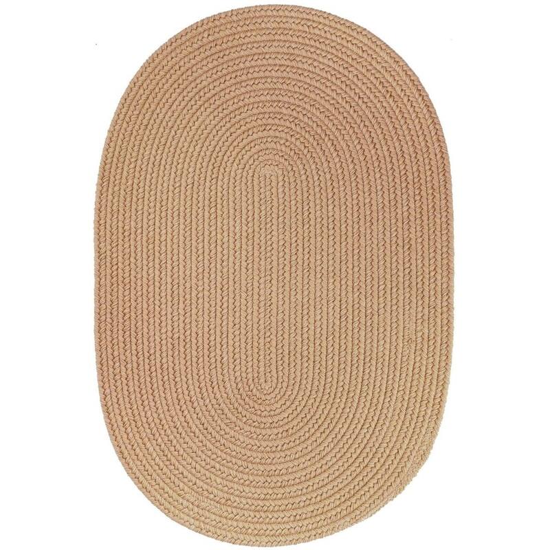 Rhody Rug Woolux Braided Wool Flatweave Oval Rug - 3' x 5' Oval - Wheat