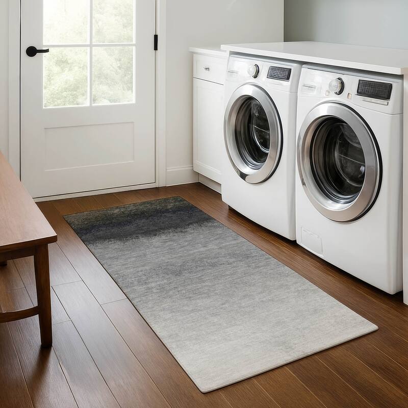 Premium Washable Super Soft Abstract Ombre Mayfield Rug - Silver - 2'3" x 7'6"