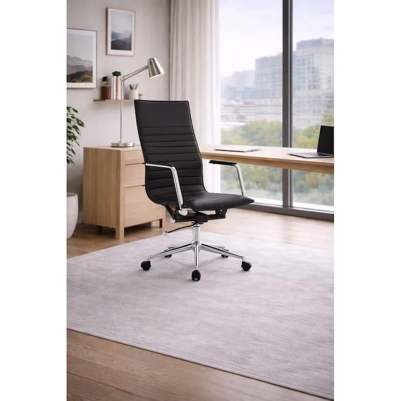 Executive Ribbed Ergonomic High Back Modern Office Chair With Arms Conference Room Guest Bedroom Work Task Hotel Computer