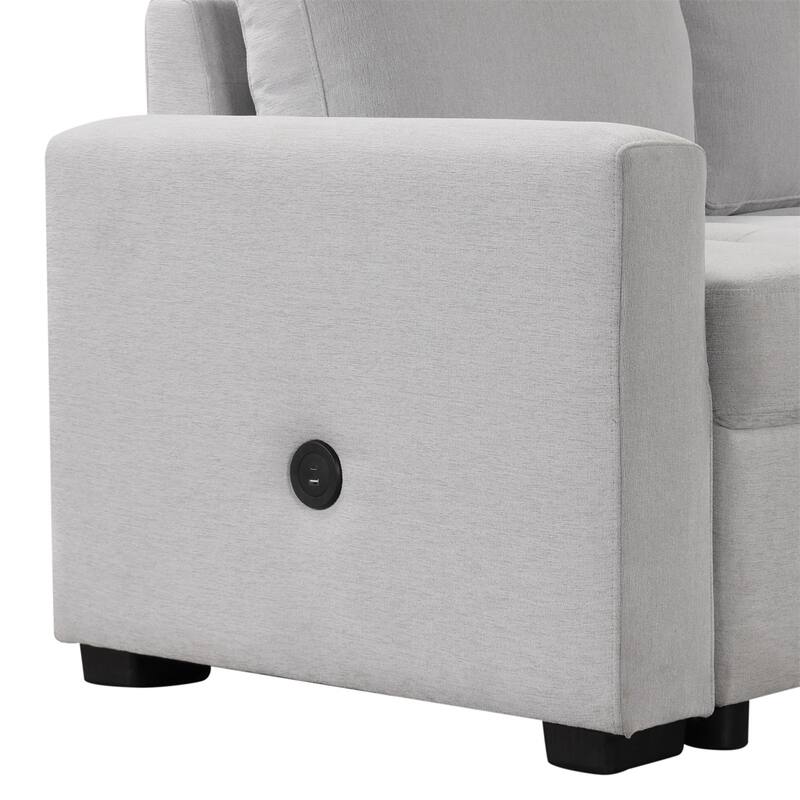 Modular Combination Sofa with Ottoman, USB and Type-C Interfaces
