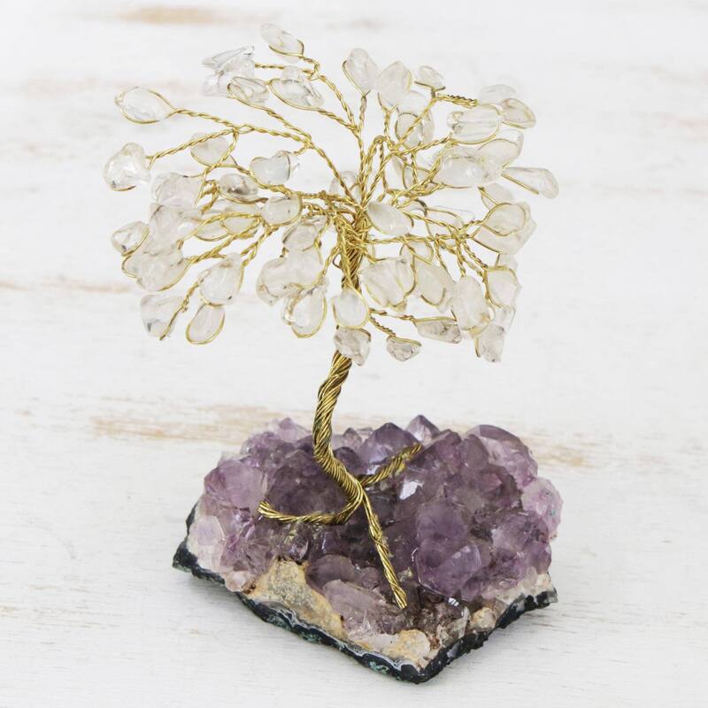 Novica Handmade Little Tree Quartz Gemstone Sculpture