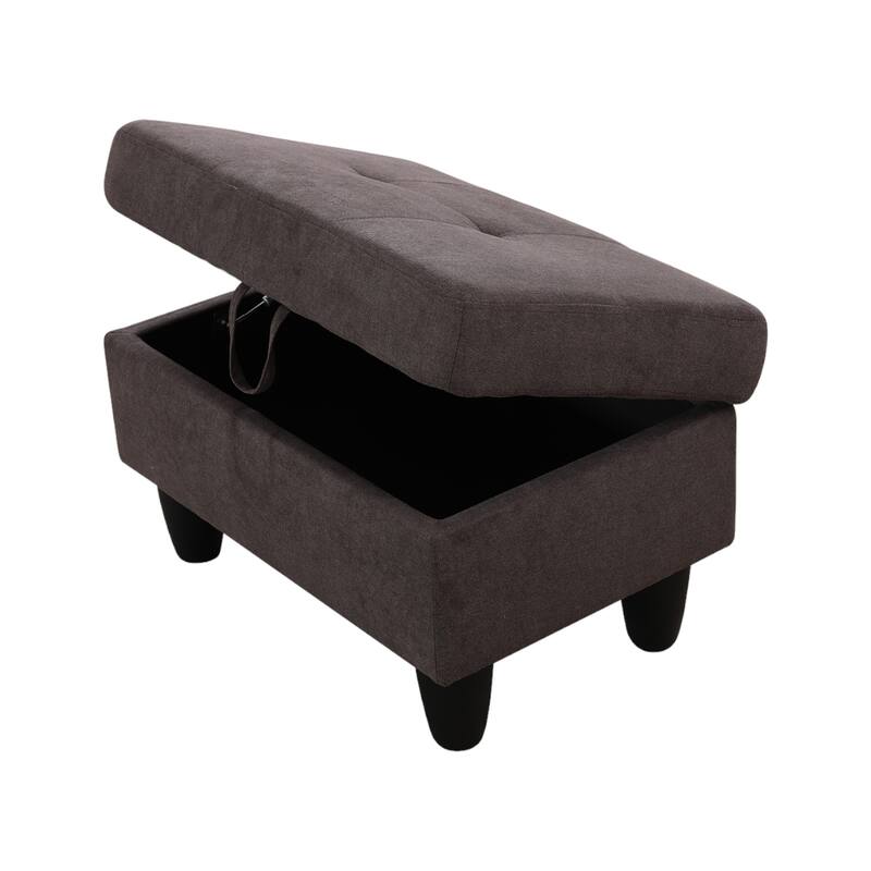 KISRAIS 28.5" Wide Upholstered Storage Ottoman
