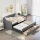 preview thumbnail 1 of 13, Pine Wood+MDF+Linen Twin Size Upholstered Daybed with Trundle and Three Drawers,Clean Silhouette Grey