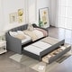 preview thumbnail 1 of 14, Twin Size Upholstered Daybed with Trundle and Three Drawers, Wood Slat Support Sofa Bed for Kids Adults Bedroom Furniture Grey - Twin